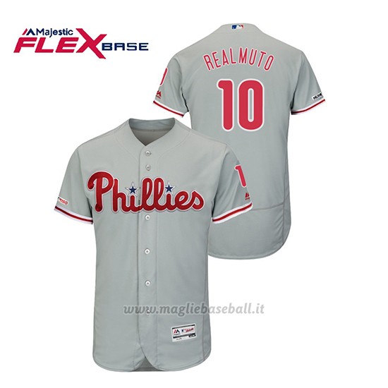 Maglia Baseball Uomo Philadelphia Phillies J.t. Realmuto 150th Aniversario Patch Flex Base Grigio